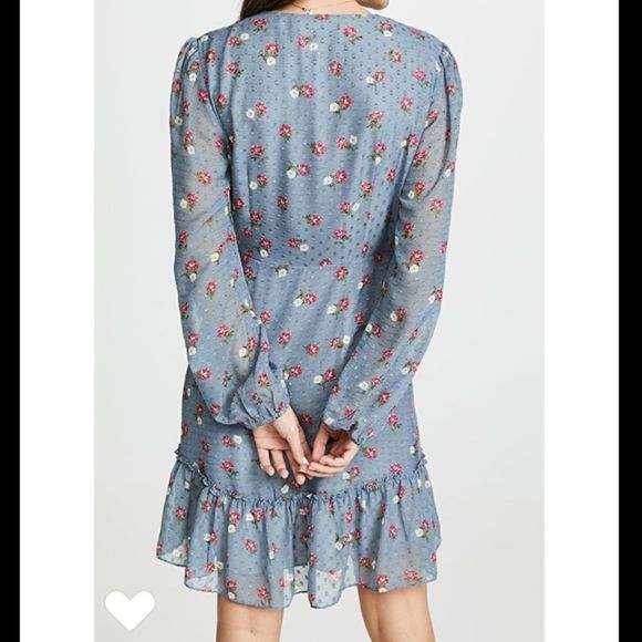 Wayf Eloise Long Sleeve Blue Mini Wrap Dress NWT - Picture 3 of 15